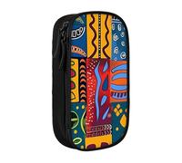 ttyuac African National Patterns Print Pencil Case, Large Capacity 2 Compartment Dual Zips Pouch, Premium Oxford Fabric Aesthetic Pencil case Stationery Organizer for Boys Girls Supplies Makeup Bag