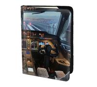 ttyuac Airplane Cockpit Print Passport Holder 5.5 Inch, PU Leather Passport Cover for Travel, Airplane, Train & Holiday Adventures for Women Men Travelling Essentials