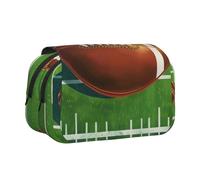 ttyuac American Football Field and Ball Print Pencil Case, Double-Layer Big Pencil Pouch Bag, Stationery Pen Case Office Stationery Organizer Multifunctional Pencil Bag Pen Marker Case