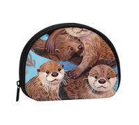 ttyuac Animal Cute Brown Otters Print Coin Purse, Small Coin Purse with Zip, Cosmetic Bag, Coin Holder Purse, Portable Purse, Women's Mini Bag for Storing Change, Cards, Keys