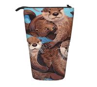 ttyuac Animal Cute Brown Otters Print Pencil Case, Expandable Pencil Case Portable Pen Case for Stationery Storage, Pencil Bags with Practical Zip Simple Cosmetic Storage Bags Makeup Bag