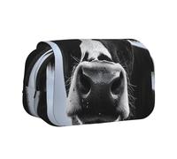 ttyuac Animal Funny Cow Head Black White Print Pencil Case, Double-Layer Big Pencil Pouch Bag, Stationery Pen Case Office Stationery Organizer Multifunctional Pencil Bag Pen Marker Case