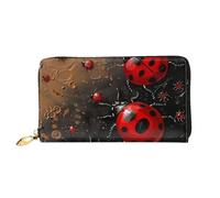 ttyuac Art Ladybug Tracks Print Long Wallet for Women, PU Leather Clutch Purse with Zipper & Multiple Card Slots, Travel Wallet with Smooth Zippers