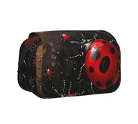 ttyuac Art Ladybug Tracks Print Pencil Case, Double-Layer Big Pencil Pouch Bag, Stationery Pen Case Office Stationery Organizer Multifunctional Pencil Bag Pen Marker Case