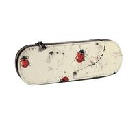 ttyuac Art Ladybug Tracks Print Print Pencil Case, Hardshell Faux Leather Stationery Pouch Aesthetic Pencil Case for Stationery, Toiletries, Makeup, Travel, Office Supplies