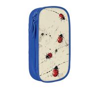 ttyuac Art Ladybug Tracks Print Print Pencil Case, Large Capacity 2 Compartment Dual Zips Pouch, Aesthetic Pencil case Stationery Organizer for Boys Girls Supplies Makeup Bag, Blue