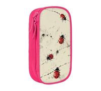 ttyuac Art Ladybug Tracks Print Print Pencil Case, Large Capacity 2 Compartment Dual Zips Pouch, Aesthetic Pencil case Stationery Organizer for Boys Girls Supplies Makeup Bag, Pink