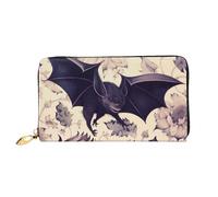 ttyuac Bat Print Print Long Wallet for Women, PU Leather Clutch Purse with Zipper & Multiple Card Slots, Travel Wallet with Smooth Zippers