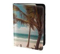 ttyuac Beach Palm Trees Print Passport Holder 5.5 Inch, PU Leather Passport Cover for Travel, Airplane, Train & Holiday Adventures for Women Men Travelling Essentials