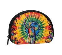 ttyuac Bear Dancing Tie Dye Print Coin Purse, Small Coin Purse with Zip, Cosmetic Bag, Coin Holder Purse, Portable Purse, Women's Mini Bag for Storing Change, Cards, Keys