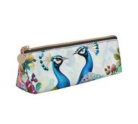 ttyuac Beautiful Peacock Flowers Print Leather Pencil Case - Cute Pen Case, Stylish Pencil Case with Practical Zip for Storing Pens Pencils & Cosmetics Desk Supplies Organisers Office Supplies