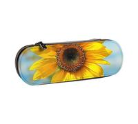 ttyuac Beautiful Sunflower Print Pencil Case, Hardshell Faux Leather Stationery Pouch Aesthetic Pencil Case for Stationery, Toiletries, Makeup, Travel, Office Supplies
