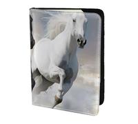 ttyuac Black and White Horses Running Print Passport Holder 5.5 Inch, PU Leather Passport Cover for Travel, Airplane, Train & Holiday Adventures for Women Men Travelling Essentials