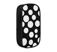 ttyuac Black and White Polka Dot Print Pencil Case, Large Capacity 2 Compartment Dual Zips Pouch, Aesthetic Pencil case Stationery Organizer for Boys Girls Supplies Makeup Bag, Black