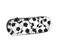 ttyuac Black and White Soccer Ball Pattern Print Pencil Case, Hardshell Faux Leather Stationery Pouch Aesthetic Pencil Case for Stationery, Toiletries, Makeup, Travel, Office Supplies