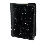 ttyuac Black Glitter Print Passport Holder 5.5 Inch, PU Leather Passport Cover for Travel, Airplane, Train & Holiday Adventures for Women Men Travelling Essentials