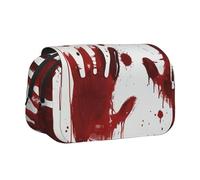 ttyuac Bloody Handprints Print Pencil Case, Double-Layer Big Pencil Pouch Bag, Stationery Pen Case Office Stationery Organizer Multifunctional Pencil Bag Pen Marker Case