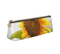 ttyuac Bloom Sunflower Print Leather Pencil Case - Cute Pen Case, Stylish Pencil Case with Practical Zip for Storing Pens Pencils & Cosmetics Desk Supplies Organisers Office Supplies