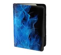 ttyuac Blue Flame Print Passport Holder 5.5 Inch, PU Leather Passport Cover for Travel, Airplane, Train & Holiday Adventures for Women Men Travelling Essentials