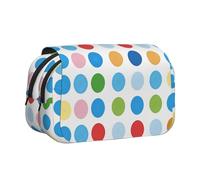 ttyuac Blue Polka Dot Pattern Print Pencil Case, Double-Layer Big Pencil Pouch Bag, Stationery Pen Case Office Stationery Organizer Multifunctional Pencil Bag Pen Marker Case