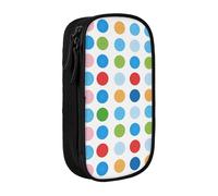 ttyuac Blue Polka Dot Pattern Print Pencil Case, Large Capacity 2 Compartment Dual Zips Pouch, Aesthetic Pencil case Stationery Organizer for Boys Girls Supplies Makeup Bag, Black