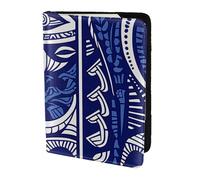 ttyuac Blue Polynesian Maori Tribal Pattern Print Passport Holder 5.5 Inch, PU Leather Passport Cover for Travel, Airplane, Train & Holiday Adventures for Women Men Travelling Essentials