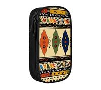 ttyuac Bohemia Style Traditional African Pattern Print Pencil Case, Large Capacity 2 Compartment Dual Zips Pouch, Aesthetic Pencil case Stationery Organizer for Boys Girls Supplies Makeup Bag