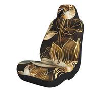ttyuac Boho Gold Lotus Flowers Print Car Seat Cover Soft Front Seat Protector for Women Men, Machine Washable Easy to Install, Universal Auto Seat Accessories
