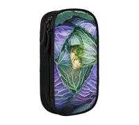ttyuac Bright Cabbage Print Pencil Case, Large Capacity 2 Compartment Dual Zips Pouch, Premium Oxford Fabric Aesthetic Pencil case Stationery Organizer for Boys Girls Supplies Makeup Bag
