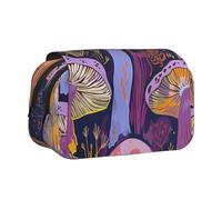 ttyuac Bright Mushrooms Art Print Pencil Case, Double-Layer Big Pencil Pouch Bag, Stationery Pen Case Office Stationery Organizer Multifunctional Pencil Bag Pen Marker Case