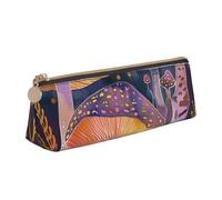 ttyuac Bright Mushrooms Print Leather Pencil Case - Cute Pen Case, Stylish Pencil Case with Practical Zip for Storing Pens Pencils & Cosmetics Desk Supplies Organisers Office Supplies