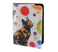 ttyuac Butterfly Polka dot and cat Print Passport Holder 5.5 Inch, PU Leather Passport Cover for Travel, Airplane, Train & Holiday Adventures for Women Men Travelling Essentials