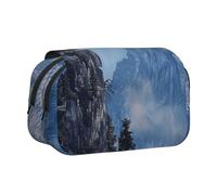 ttyuac Canadian Smokey Mountain Cliff Print Pencil Case, Double-Layer Big Pencil Pouch Bag, Stationery Pen Case Office Stationery Organizer Multifunctional Pencil Bag Pen Marker Case