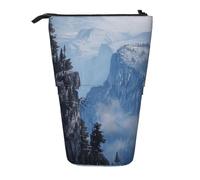 ttyuac Canadian Smokey Mountain Cliff Print Pencil Case, Expandable Pencil Case Portable Pen Case for Stationery Storage, Pencil Bags with Practical Zip Simple Cosmetic Storage Bags Makeup Bag