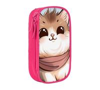 ttyuac Cartoon cat 1 Print Pencil Case, Large Capacity 2 Compartment Dual Zips Pouch, Aesthetic Pencil case Stationery Organizer for Boys Girls Supplies Makeup Bag, Pink