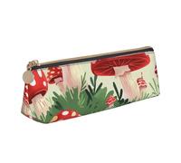 ttyuac Cartoon Mushrooms Print Leather Pencil Case - Cute Pen Case, Stylish Pencil Case with Practical Zip for Storing Pens Pencils & Cosmetics Desk Supplies Organisers Office Supplies