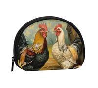 ttyuac Chicken and Rooster Print Print Coin Purse, Small Coin Purse with Zip, Cosmetic Bag, Coin Holder Purse, Portable Purse, Women's Mini Bag for Storing Change, Cards, Keys