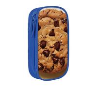 ttyuac Chocolate Cookie Print Pencil Case, Large Capacity 2 Compartment Dual Zips Pouch, Aesthetic Pencil case Stationery Organizer for Boys Girls Supplies Makeup Bag, Blue