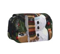 ttyuac Christmas Carton Snowman Print Pencil Case, Double-Layer Big Pencil Pouch Bag, Stationery Pen Case Office Stationery Organizer Multifunctional Pencil Bag Pen Marker Case