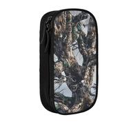 ttyuac Cold Tree Camouflage Print Pencil Case, Large Capacity 2 Compartment Dual Zips Pouch, Aesthetic Pencil case Stationery Organizer for Boys Girls Supplies Makeup Bag, Black