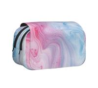 ttyuac Colorful Marble Pastel Pink Blue Purple Print Pencil Case, Double-Layer Big Pencil Pouch Bag, Stationery Pen Case Office Stationery Organizer Multifunctional Pencil Bag Pen Marker Case