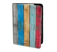 ttyuac Colorful Wood Board Print Passport Holder 5.5 Inch, PU Leather Passport Cover for Travel, Airplane, Train & Holiday Adventures for Women Men Travelling Essentials