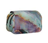 ttyuac Colourful Marble Print Pencil Case, Double-Layer Big Pencil Pouch Bag, Stationery Pen Case Office Stationery Organizer Multifunctional Pencil Bag Pen Marker Case