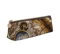 ttyuac Compass and Old World Map Print Leather Pencil Case - Cute Pen Case, Stylish Pencil Case with Practical Zip for Storing Pens Pencils & Cosmetics Desk Supplies Organisers Office Supplies