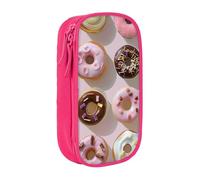 ttyuac Cupcakes Donuts Muffins Sugar Print Pencil Case, Large Capacity 2 Compartment Dual Zips Pouch, Aesthetic Pencil case Stationery Organizer for Boys Girls Supplies Makeup Bag, Pink