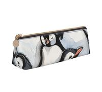 ttyuac Cute Baby Penguins Sketch Print Leather Pencil Case - Cute Pen Case, Stylish Pencil Case with Practical Zip for Storing Pens Pencils & Cosmetics Desk Supplies Organisers Office Supplies