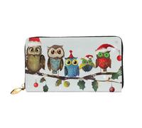 ttyuac Cute Christmas Owls on Branch Print Long Wallet for Women, PU Leather Clutch Purse with Zipper & Multiple Card Slots, Travel Wallet with Smooth Zippers