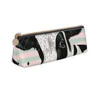 ttyuac Cute Cow Polka Dot Print Leather Pencil Case - Cute Pen Case, Stylish Pencil Case with Practical Zip for Storing Pens Pencils & Cosmetics Desk Supplies Organisers Office Supplies