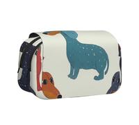 ttyuac Cute Dachshound Dogs Print Pencil Case, Double-Layer Big Pencil Pouch Bag, Stationery Pen Case Office Stationery Organizer Multifunctional Pencil Bag Pen Marker Case