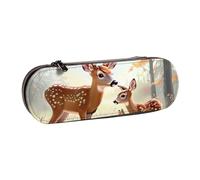 ttyuac Cute Deers Print Pencil Case, Hardshell Faux Leather Stationery Pouch Aesthetic Pencil Case for Stationery, Toiletries, Makeup, Travel, Office Supplies